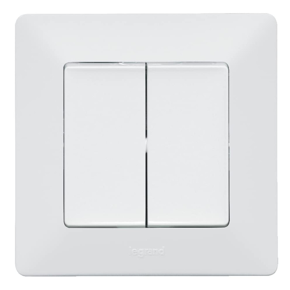 Legrand, Valena Life 752108 Double Toggle Switch 10Ax 250V With Cover Plate And Support Frame, Ultra White 3414970458971
