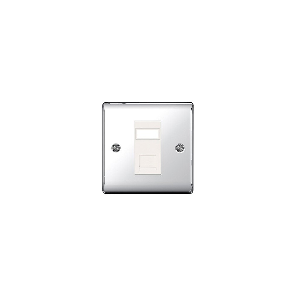 Bg-Nexus-Metal Single Rj45 Data Outlet Socket,Polished Chrome Finish 5050765020213