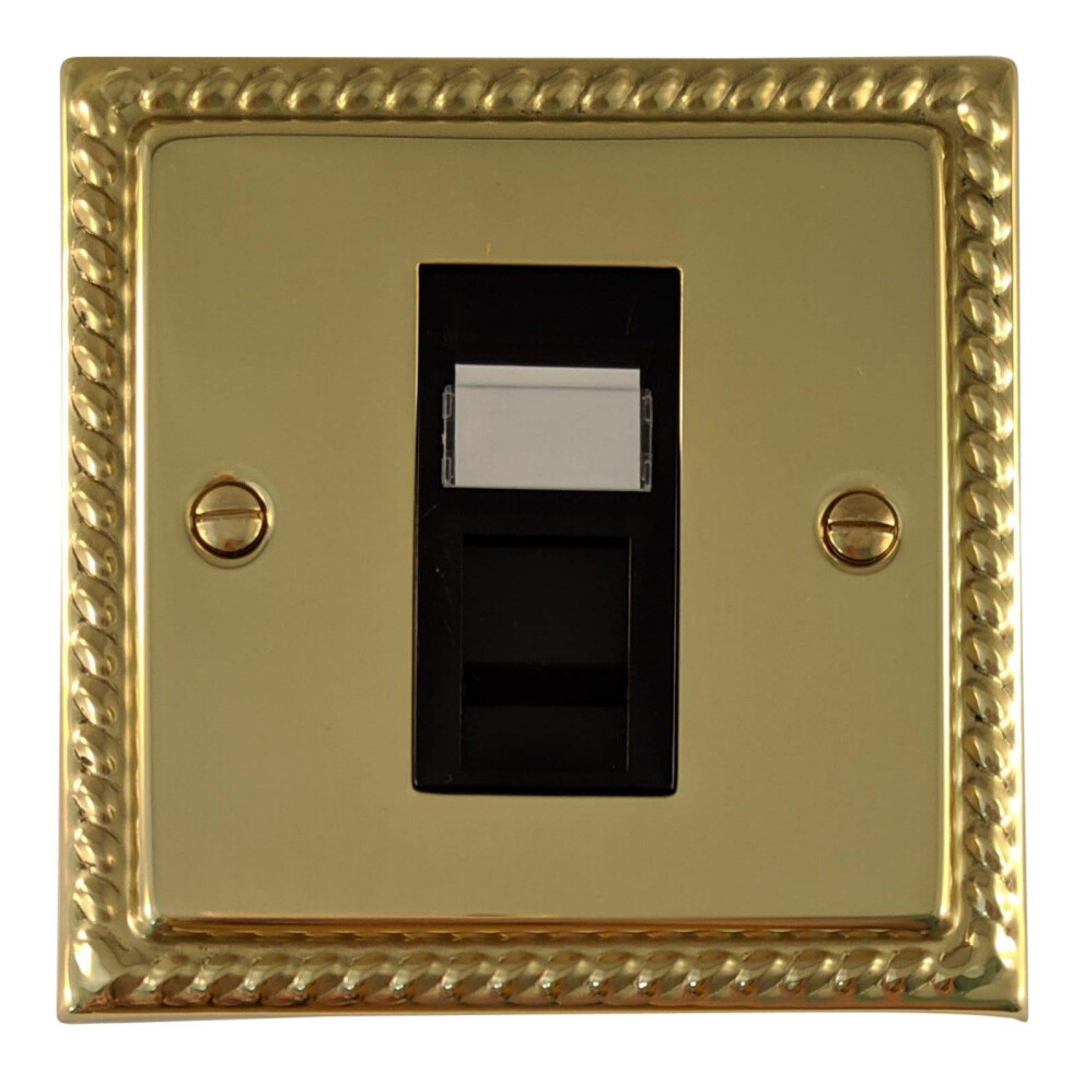 G&H Brassware Mb61b Georgian Polished Brass Rj45 Socket - Black 5055792910278