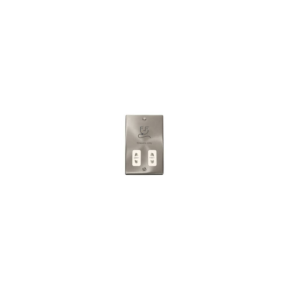 Click Deco Vpsc100wh Satin Chrome Dual Voltage Shaver Socket White Insert 5055112855609