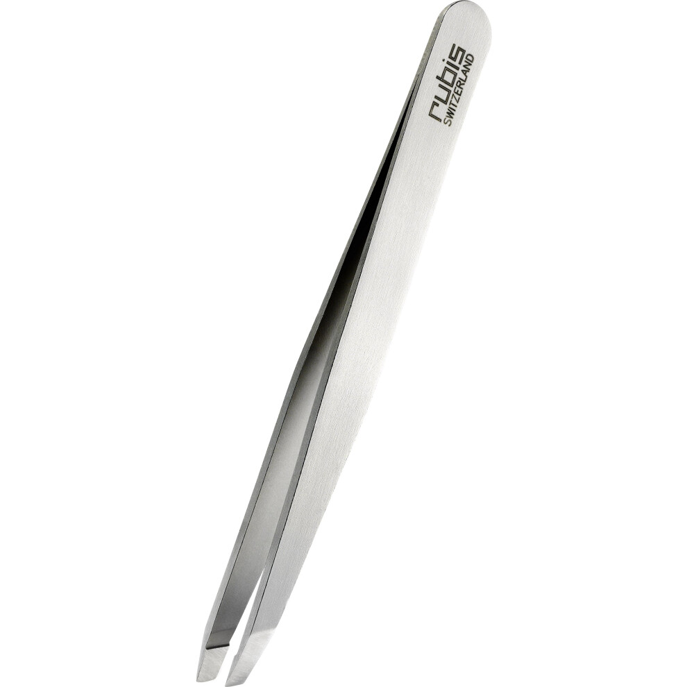 Rubis Silver Switzerland Stainless Steel /Metalic Slanted Tweezer (Swiss Made)