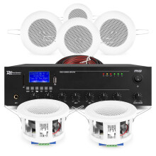 Power Dynamics CSBA3 Spotlight Size 100V Ceiling Speaker System with Bluetooth, 6x Compact 3-Inch Speakers & Mixer Amplifier for Commercial Audio