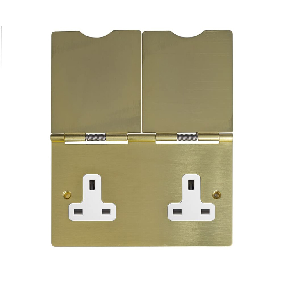 Photos - Other Electrical Equipment Soho Lighting Brushed Brass 13A 2 Gang Floor Socket Wht Ins
