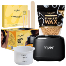 MYLEE Advanced Wax Kit - Complete Professional Home Waxing Solution for Silky Smooth Skin - Includes Digital Wax Heater, Jasmine Scented Stripless