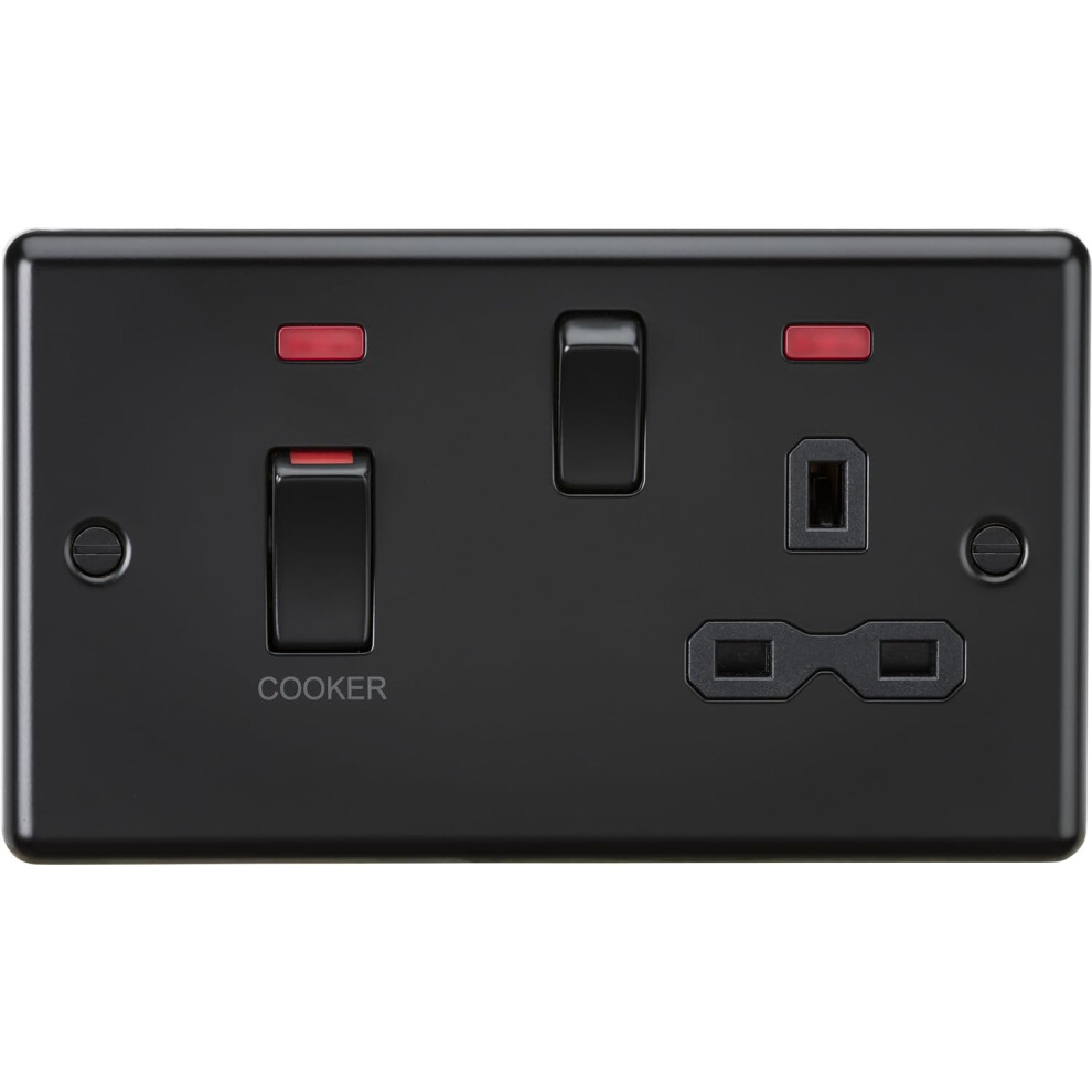 Knightsbridge 45A Dp Switch And 13A Switched Socket With Neons - Matt Black 5056270833065