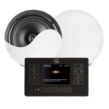 Electromarket Q Acoustics E120 Black - Bluetooth Ceiling Speaker System with Touch Panel Wall Amplifier and DAB+ Digital Radio - 2 x NCSS6