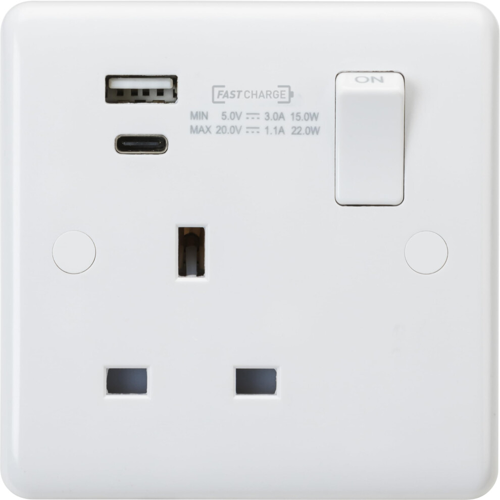 Knightsbridge 13A 1G Dp Switched Socket With Dual Usb A+C (20V Dc 1.1A) Max. 22W 5056270846867