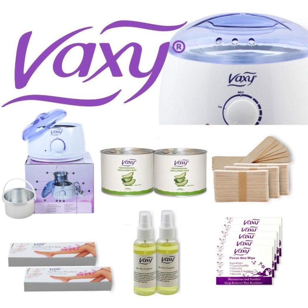 Vaxy Wax Warmer, Professional Portable Electric Hair Removal Kit Adjustable Temperature Waxing Heater Melting Pot With Accessories, Total Body Waxing Spa