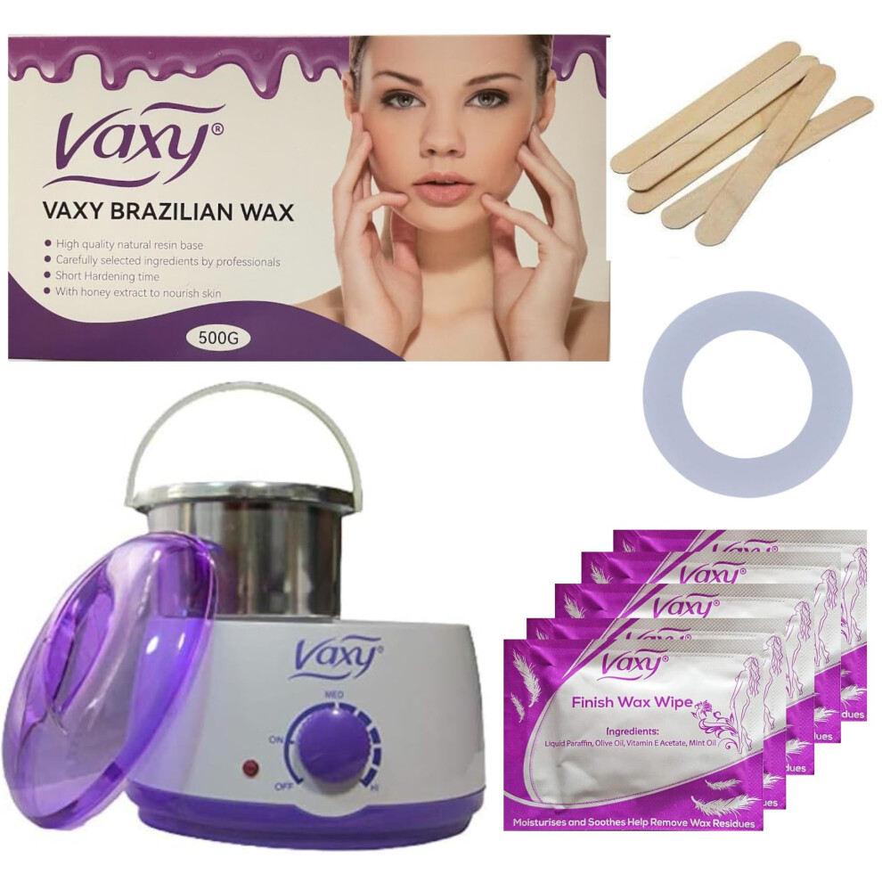 Vaxy Wax Warmer, Hair Removal Waxing Kit, Electric Pot Heater Melts With Accessories. Painless Rapid Waxing Of Face, Body, Bikini Area, Total Home Waxing