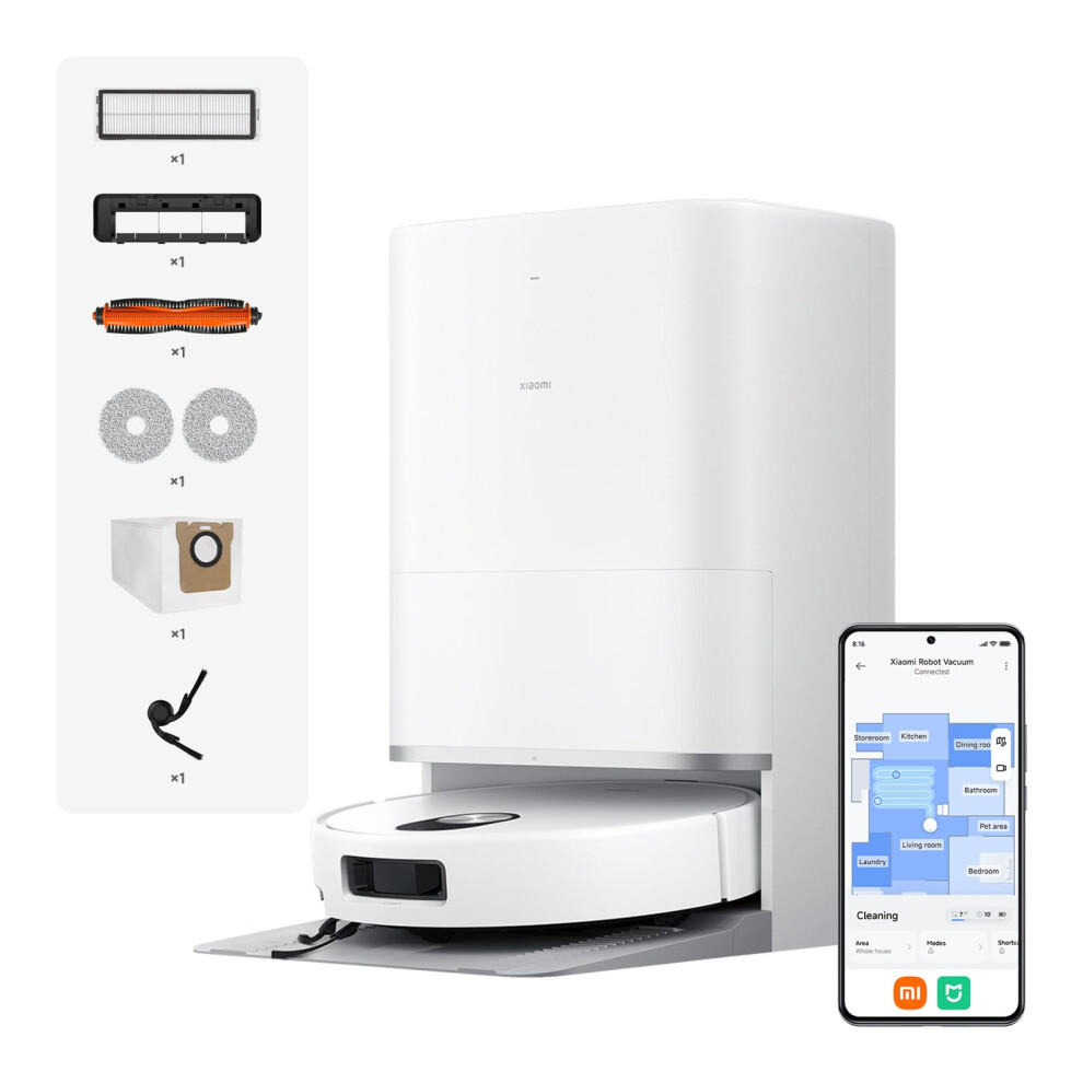 Xiaomi Robot Vacuum 5 Pro, 20000Pa, Ai Obstacle Avoidance, Intelligent Dirt Recognition, Dtof Smart Retractable Radar, Dual Robotic Arms For Edge