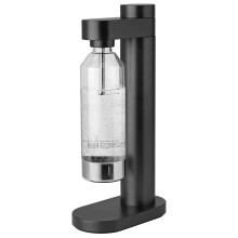 Stelton Brus Sparkling Water Maker with bottle ? Premium CO? carbonator for water, adjustable fizz level, Scandinavian design, Black Metallic