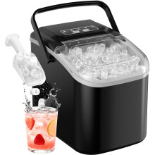 Ice Maker Machine Counter Top, Portable Ice Cube Maker Machine with Carry Handle and Self-Cleaning, 8 Ice Cubes Ready in 6 Minutes, 12KG in 24H, Ice