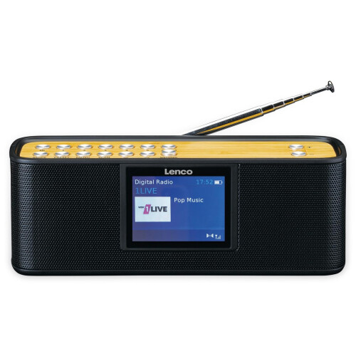Tragbares DAB+-Radio mit Bluetooth, 2,4-Zoll-Display, Schwarz