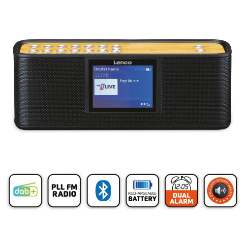 Tragbares DAB+-Radio mit Bluetooth, 2,4-Zoll-Display, Schwarz 2