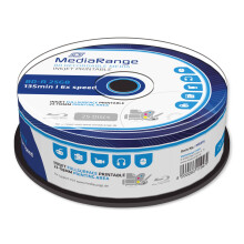 MediaRange BD-R 25GB 6x Write Speed, Full Surface Printable, Cake Box of 25