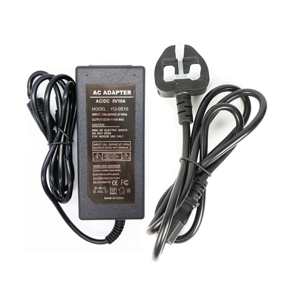 5V 10A Power Supply,Ac100-240V To Dc5v 50W Adapter Charger Transformers,Power Supply Adapter For Led Strip Lights,Audio/Video,Cctv,Camera,Wireless 5051222466698