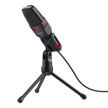 Trust Gaming GXT 212 Mico USB Microphone on Tripod for PC, PS4, PS5 and Laptop, Mic with 3.5 mm and USB Connection, 1.80 m Cable, for Streaming,