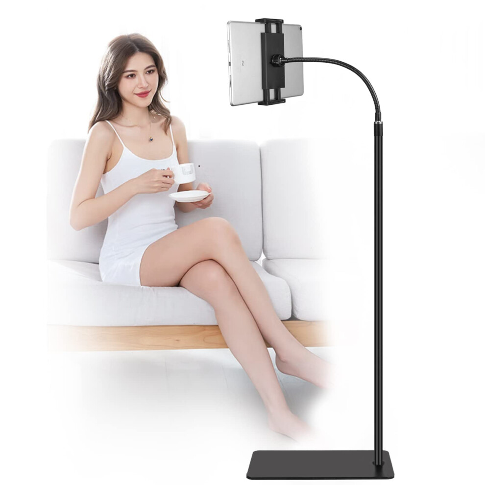 Tablet Floor Stand With Double Weight Base 360-Degree Rotatable Metal Holder For Ipad Mini Air Pro, All Cell Phones Iphone & Tablet, 4.5-12.9-Inch 5051221701516