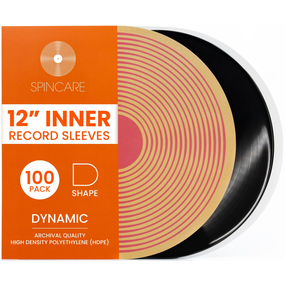 Spincare 100X 12 Inch Anti Static Inner Vinyl Record Sleeves | Dynamic Rounded Edge Plastic Lp Sleeve | Replace Cardboard Pvc & Paper Sleeves | 5051222467978