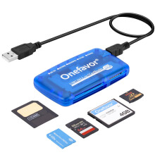 Onefavor SmartMedia Cards Reader Writer, All-in-1 USB Universal Multi Card Adapter Slim Hub Read Smart Media SD, XD, CF, MMC, MS Pro Duo, Camera Flash