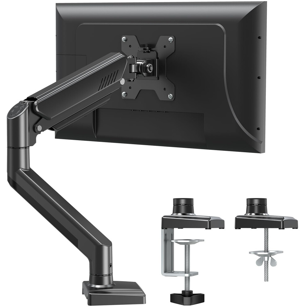 Elived Single Monitor Arm For Most 13-32 Inch Monitors With Vesa 75X75/100X100mm Up To 9Kg, 360? Rotation Gas Spring Arm With C-Clamp And Grommet 5051221701066