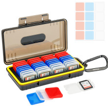 Kiorafoto SD Card Holder Case with 36 Pack 3 Colors Clear Plastic SD Card Case Box for SD SDXC SDHC Cards, Water-Resistant Anti-Shock Anti-Dust Memory