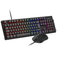 KOORUI Wired Gaming Keyboard and Mouse Combo, Full-Sized 104 Keys Machanical Computer Keyboard with Ergonomic Design and Optical Wired Mouse for
