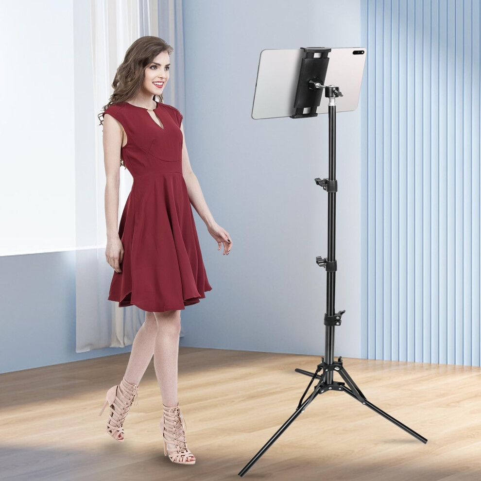 Ipad Tripod Stand, Tablet Tripod Floor Stand With 65 Inch Height Adjustable Ipad Tripod Stand Holder & Ipad Floor Stand For Ipad Pro, Iphone, Kindle, 5051222463475