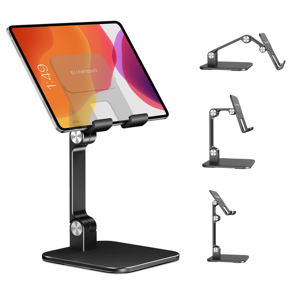 Elitehood Aluminum Ipad Stand For Desk [Ultra-Stable & Sturdy], Height Adjustable Tablet Stand, Portable Tablet Holder Dock For Home Office, 5051221698083