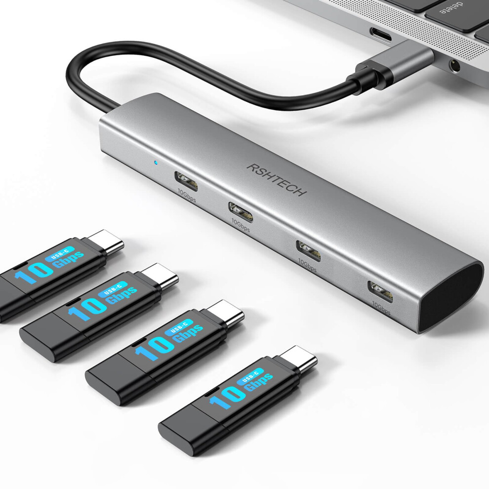 Rshtech 10Gbps Usb C Hub With 4 Usbc 3.2 Ports, Aluminum Portable Usb-C Splitter Multiport Adapter For Thunderbolt/Usbc Laptop 5051122463971