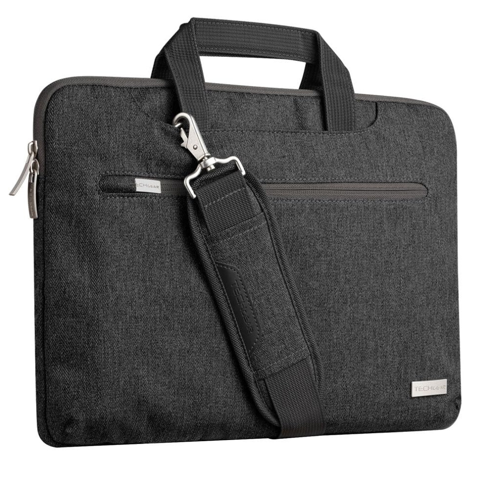 Techgear Case For 14" - 14.6" Laptops, Portable Multi-Function Laptop Case With Adjustable Shoulder Strap, Luggage Strap & Suppressible Handles, 5051221705163