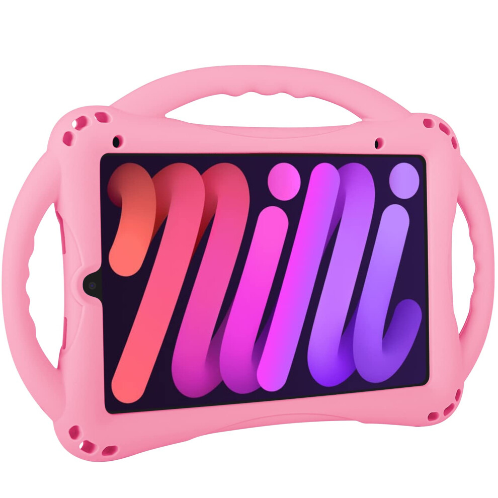 Topesct Kids Case For Ipad Mini 7 (A17 Pro) 2024 /Ipad Mini6 2021, Shockproof Silicone Cover With Handle Stand For 8.3" Ipad Mini 6Th/7Th Gen, Pink 5051222470046