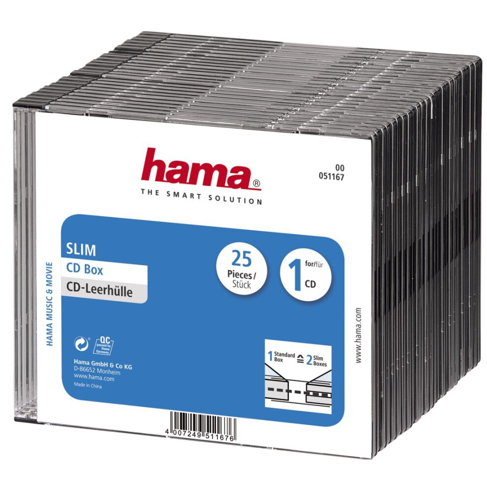 Hama Slim Cd Jewel Case | Pack Of 25 | Transparent & Black