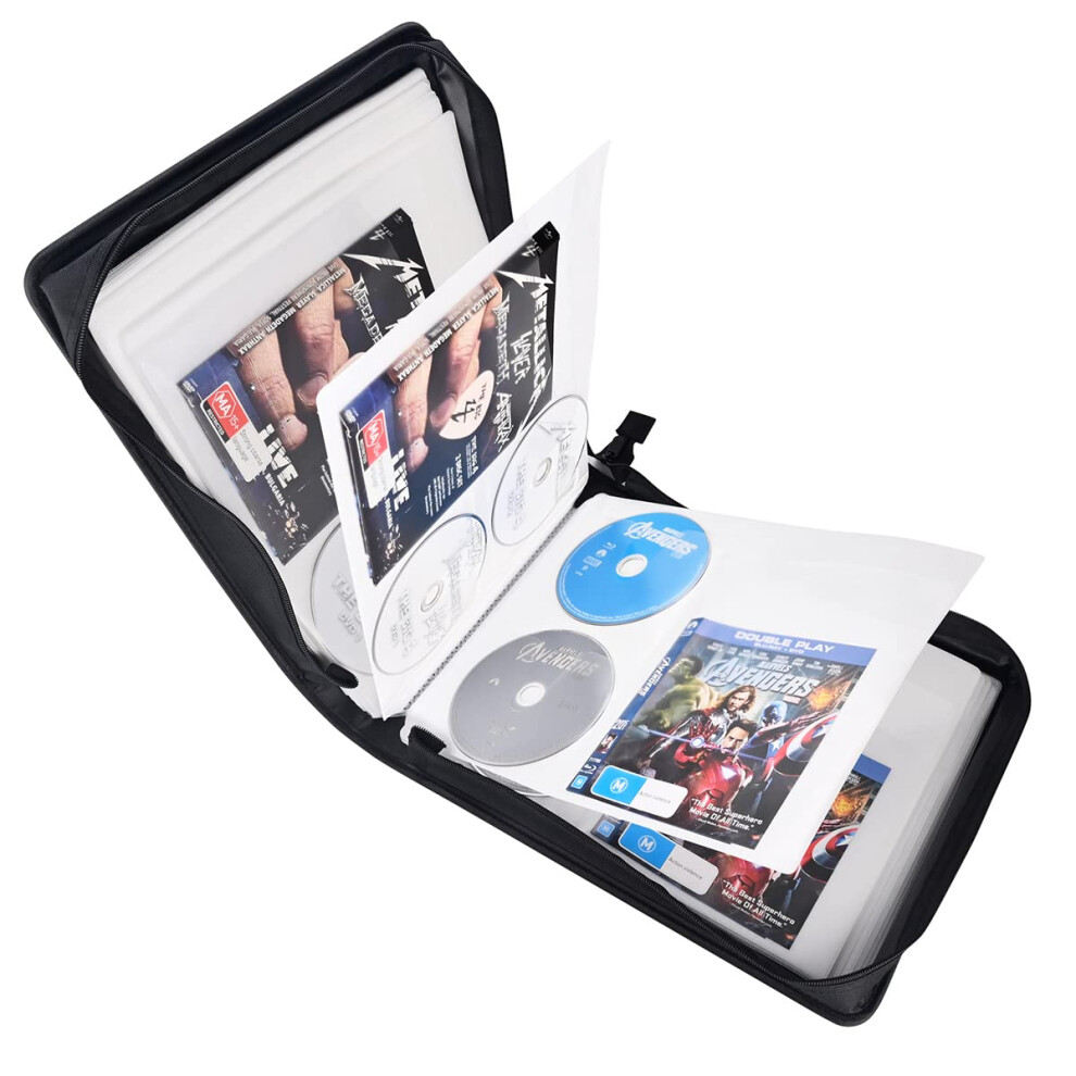 Liovode Dvd Case 200 Dvds And 100 Booklets Capacity, Storage Cds With Booklet Inserts Media Organizer Holder Cd Wallet For Home And Car Black 8000003373783