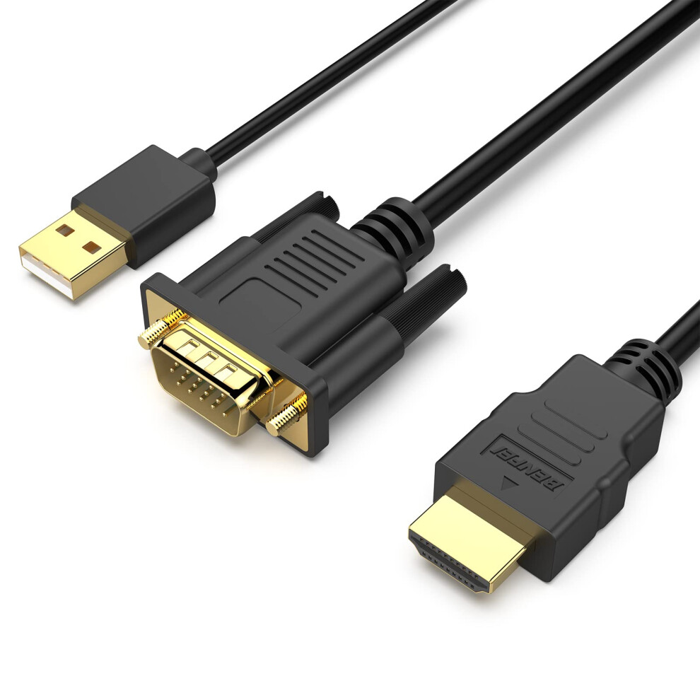 Benfei Vga To Hdmi Cable, 1.8M 1080P Cable From Vga Computer/Laptop To Hdmi Monoitor/Tv With Audio Support(Not Bidirectional) 5051221703794