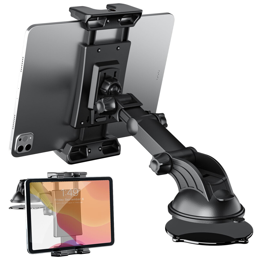 Ohlpro Tablet Holder For Car Ipad Holder For Car Dashboard Windshield Washable Suction Cup Ipad Mount For Truck+360? Rotating Arms Stand Compatible
