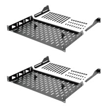 Tecmojo 1U 2 Pack Cantilever Rack Mount Shelf, Vented 19'' Front Mounting Server and Network Rack Shelf 254mm Depth with Rear Supporting Ears and