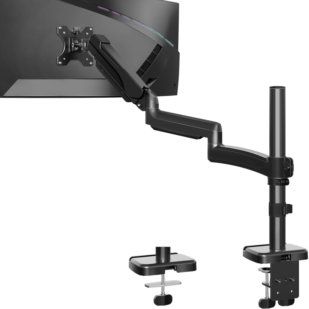 Mountup 705Mm Extra Long Arm Single Monitor Arm, For 13-32 Inch Screen, Holds Max 9Kg, Height Adjustable Monitors Arm Desk Mount With Tilt, Swivel, 5051222464564