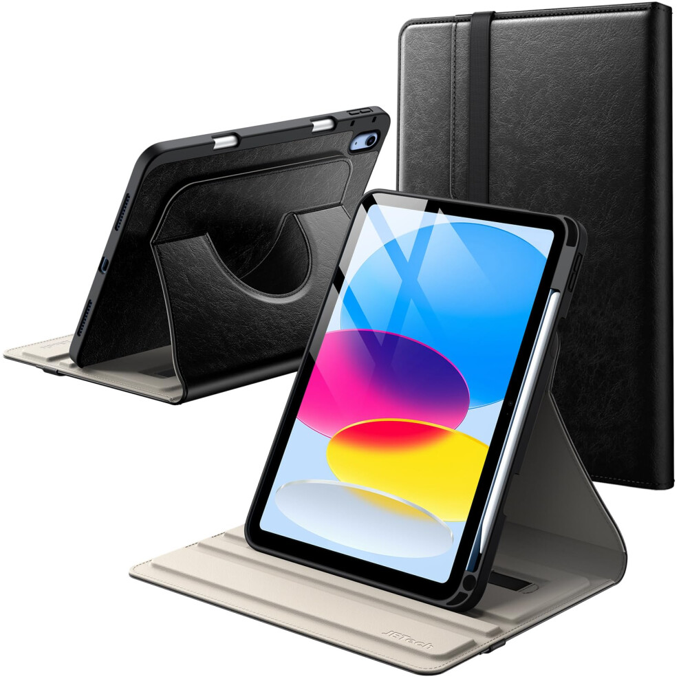 Jetech Rotating Case For Ipad (A16) 11Th/10Th Generation (2025/2022) With Pencil Holder, 360 Degree Rotation Pu Leather Folio Protective Cover (Black) Black 5051222466155