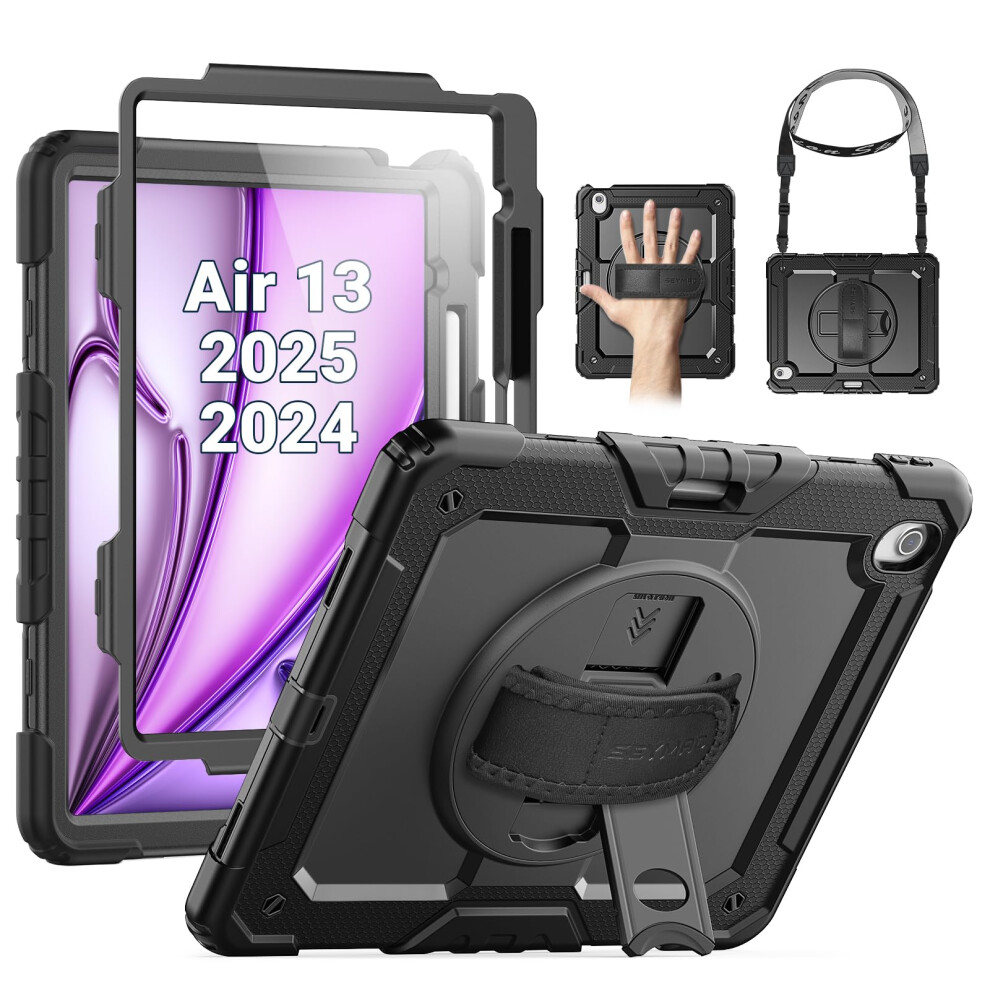 Photos - Other for Computer SEYMAC Case for iPad Air 13-inch /2024 M3/ M2, Shockproof Heavy Duty Cover with Screen Protector/ 360 Degree Rotating St 2025