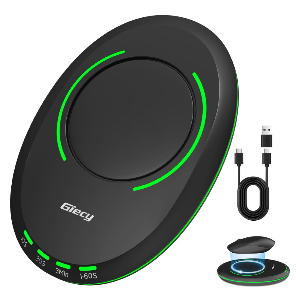 Giecy Ultra Slim Mouse Mover With Adjustable Interval Timer, Undetectable & Breathing Simulates Realistic Mouse Movement For Keeping Computer Light 5051221703848