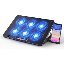 LIANGSTAR Laptop Cooling Pad, Laptop Cooler with 6 Quiet Fans at 2100RPM, Laptop Stand with Phone Holder, 7 Heights Adjustable & USB Powered, suitable