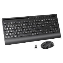 seenda COE201 Wireless Bluetooth Keyboard and Mouse - Full Size Multi-Device Ergonomic Set with Wrist Rest & Phone Holder, Quiet Typing for PC,