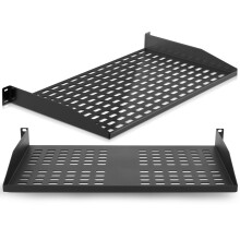 Pyle 2-Pc 1U Server Rack Shelf, Vented Shelves for Good Air Circulation, Cantilever Mount, Wall Mount Rack, Universal Device, Cabinet Shelf, Computer