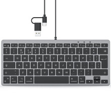 TECURS Wired Keyboard for Mac, QWERTY UK Layout Mini Keyboard for Mac OS with USB A and Type C 2-in-1 Connector for Apple iMac, MacBook Pro/Air, Mac
