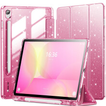 INFILAND Case for Samsung Galaxy Tab S10 Lite/S10 FE/S9 FE 5G 10.9 Inch/Tab S9 11 Inch with S Pen Holder, Glitter Cute Cover with Sparkly Clear Back
