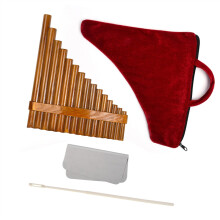 Bamboo Pan Flute F Key Adjustable Durable Woodwind Instrument for Beginners and Professionals