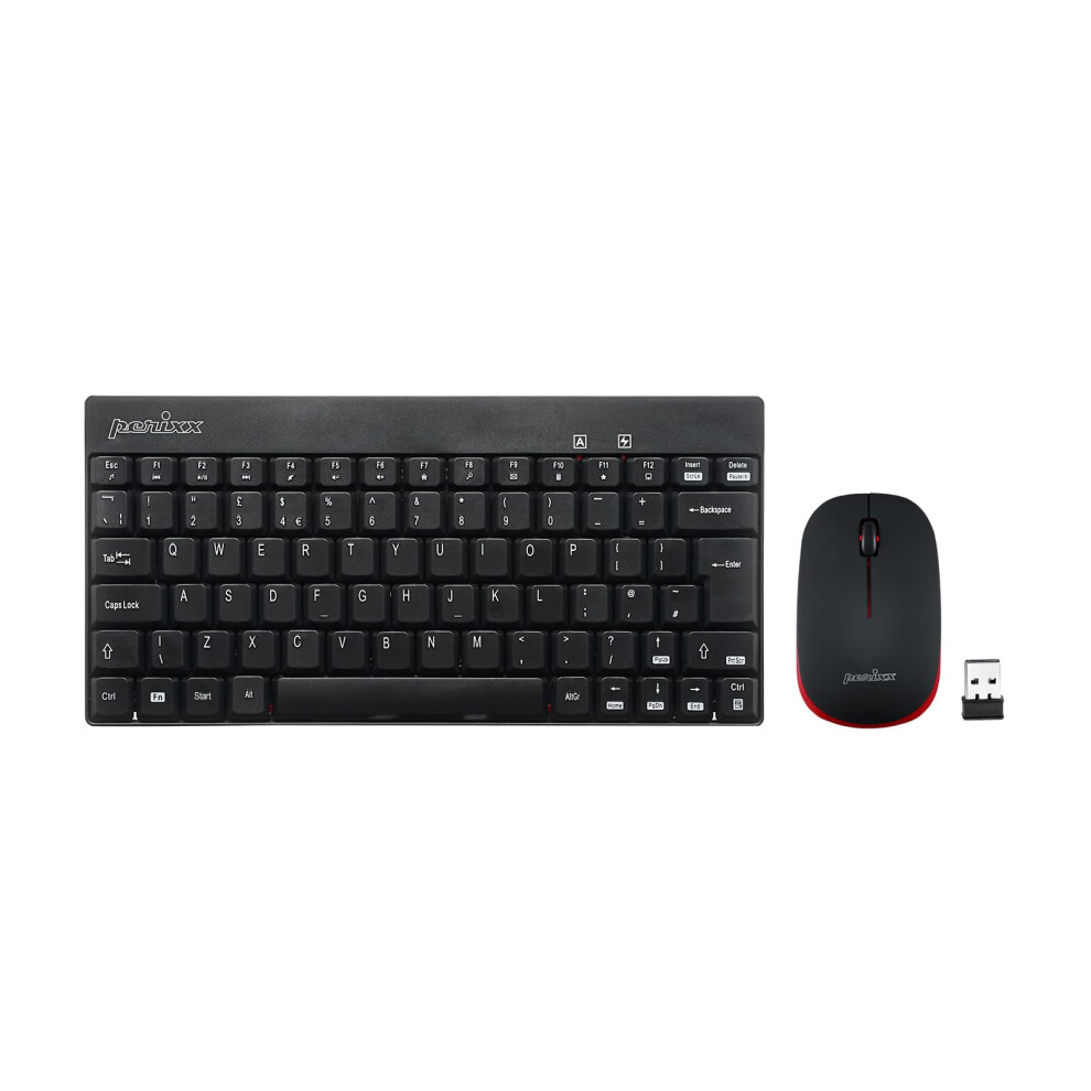 Perixx Periduo-712 Wireless Mini Keyboard And Mouse Combo - Aes 128 Bit - Uk Layout Black 5051221710747