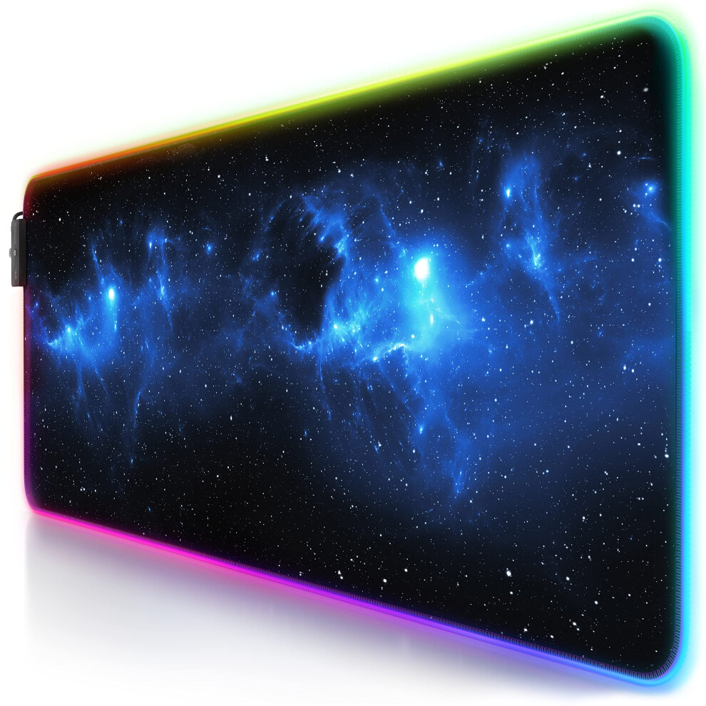 Titanwolf - Rgb Gaming Mouse Mat - 800X300mm - Xxl Extended Large Led Mouse Pad - 7 Multi Colour And 4 Effect Modes ? Non Slip Rubber Base - Mice Mat 5051222468845