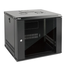 Tecmojo 9U 450mm Depth Wall Mount Server Cabinet IT Network Rack Enclosure Lockable Door and Side Panels Black, Standard Glass Door, for 19" IT